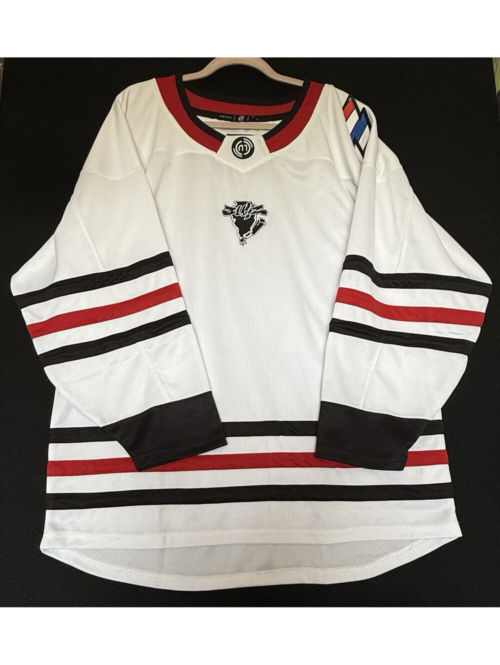 HockeyMonkey Hockey Jersey Size L White Black Red Blue ILLYZ #3